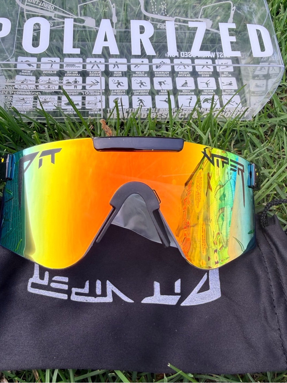 Pit Viper Kids Sunglasses Mirrored Orange Green Lens Shield